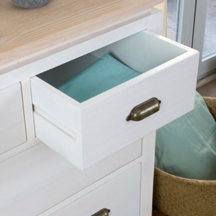 Commode Avelin -bois massif de mindi et placage naturel de mindi-couleur blanc bergen/naturel 115 x 82 x 45 cm