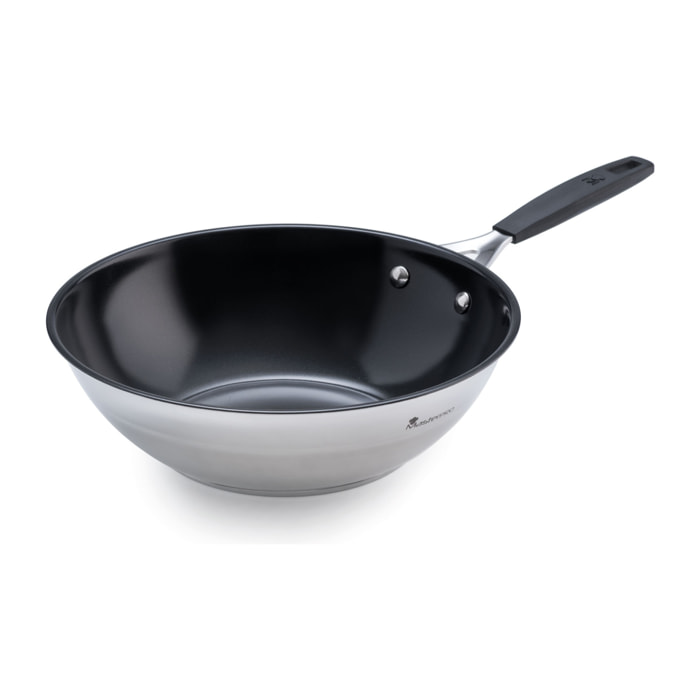 Wok ø28x8,5cm en acero inoxidable apta para inducción smart masterpro