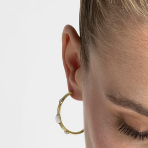 Pendientes con Madreperla Blanca acabado oro 18k