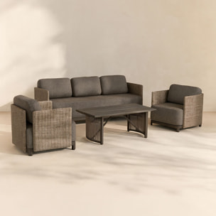 Salon de jardin en aluminium et polywood moka 5 places MADRAGUE