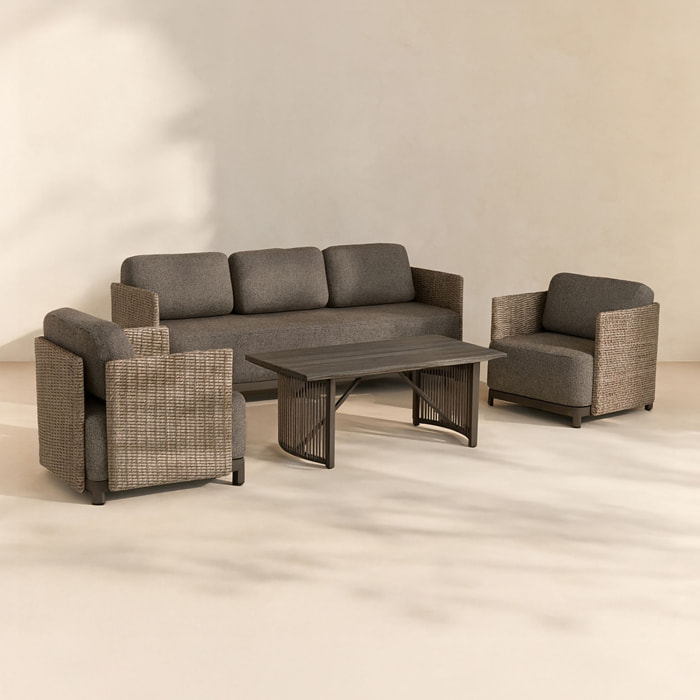 Salon de jardin en aluminium et polywood moka 5 places MADRAGUE