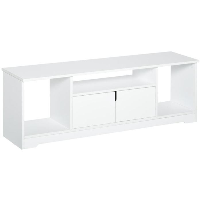 Mueble de TV para Televisor de hasta 42'' Mesa para TV de Salón Moderna con Armario de Doble Puerta y 3 Compartimentos Abiertos 120x30x41cm Blanco