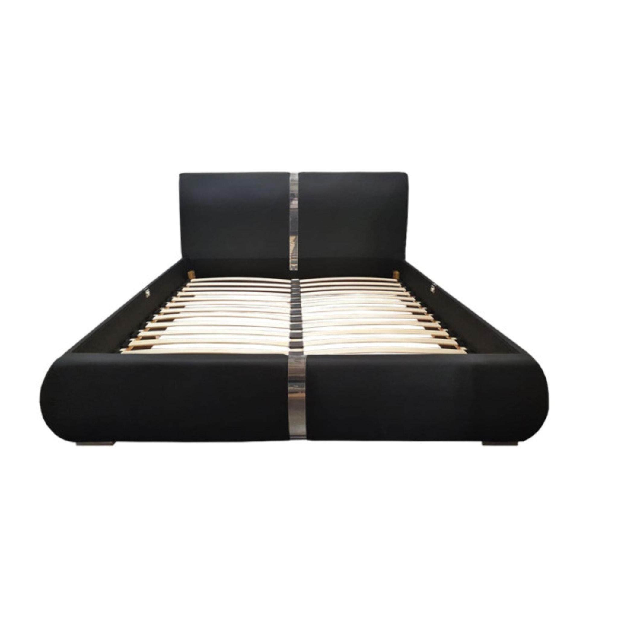 Ensemble lit matelas et sommier 160x200 cm simili noir - GESLO