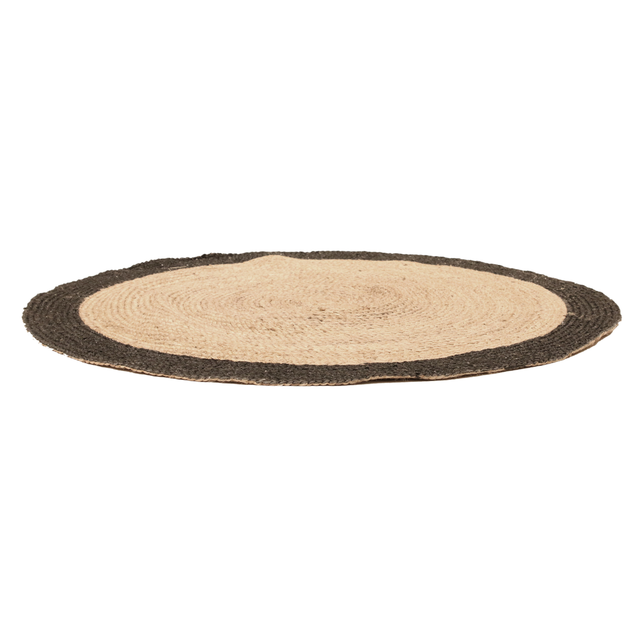 Tapis Rond Jute Bord Noir 120cm