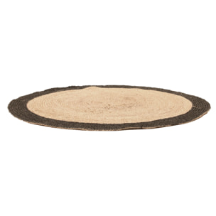 Tapis Rond Jute Bord Noir 120cm