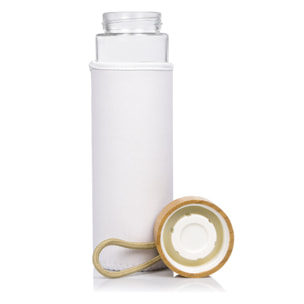 Lurok bidone Nature in bambù e vetro da 530 ml. Tappo in bambù, custodia e maniglia da trasporto.