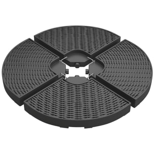 Outsunny Base para Sombrilla de 4 Piezas Soporte para Parasol Rellenable con Arena 68 kg o Agua 52 L para Jardín Patio Terraza Negro