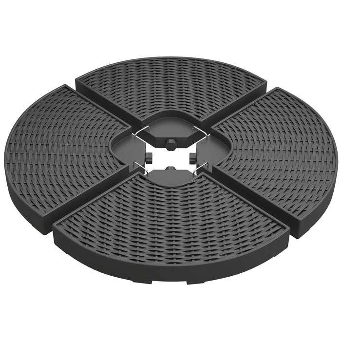 Outsunny Base para Sombrilla de 4 Piezas Soporte para Parasol Rellenable con Arena 68 kg o Agua 52 L para Jardín Patio Terraza Negro