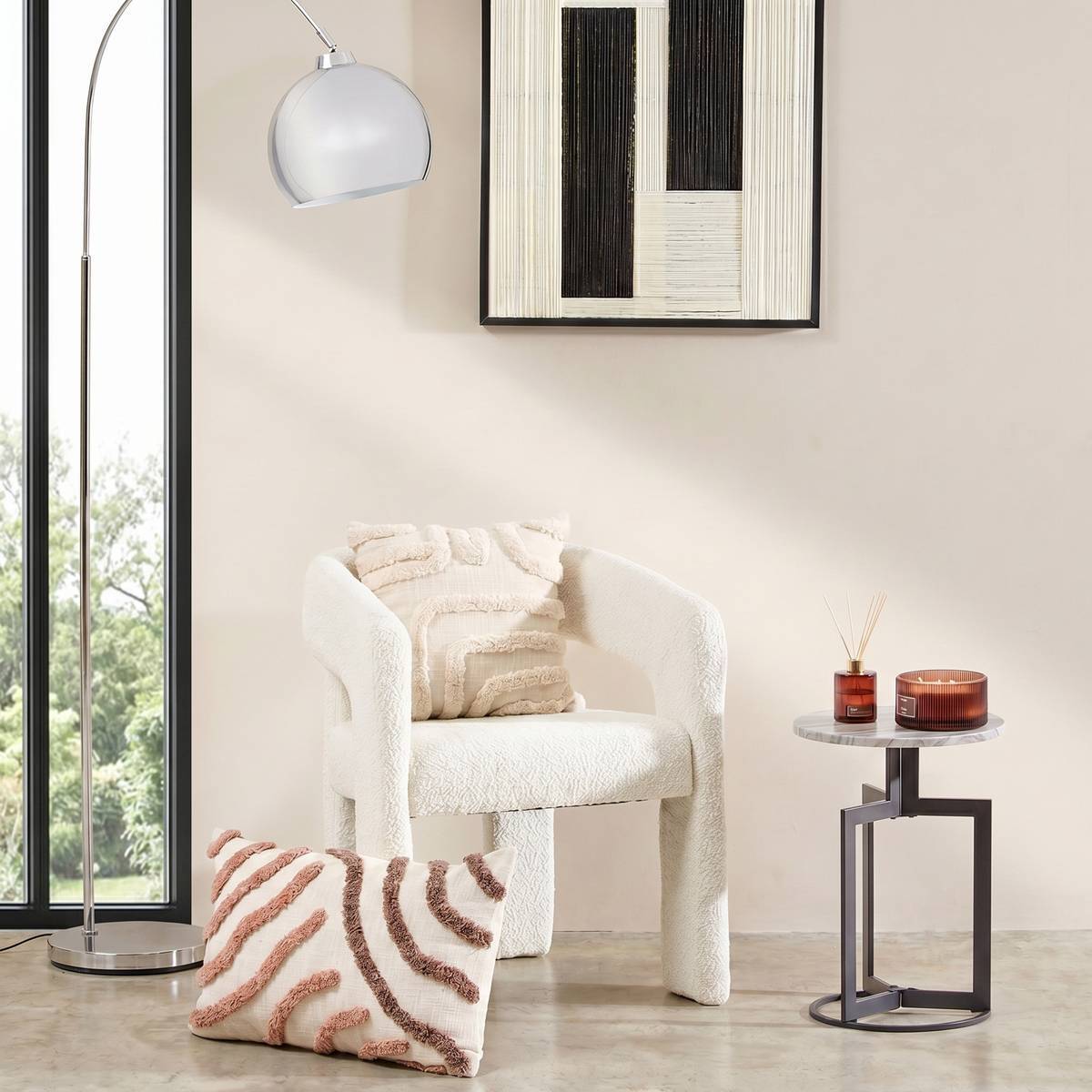 Coussin Hawki carré 40x40cm blanc