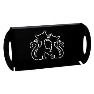 Vassoio in metallo gatti nero rettangolare cm41x20h5