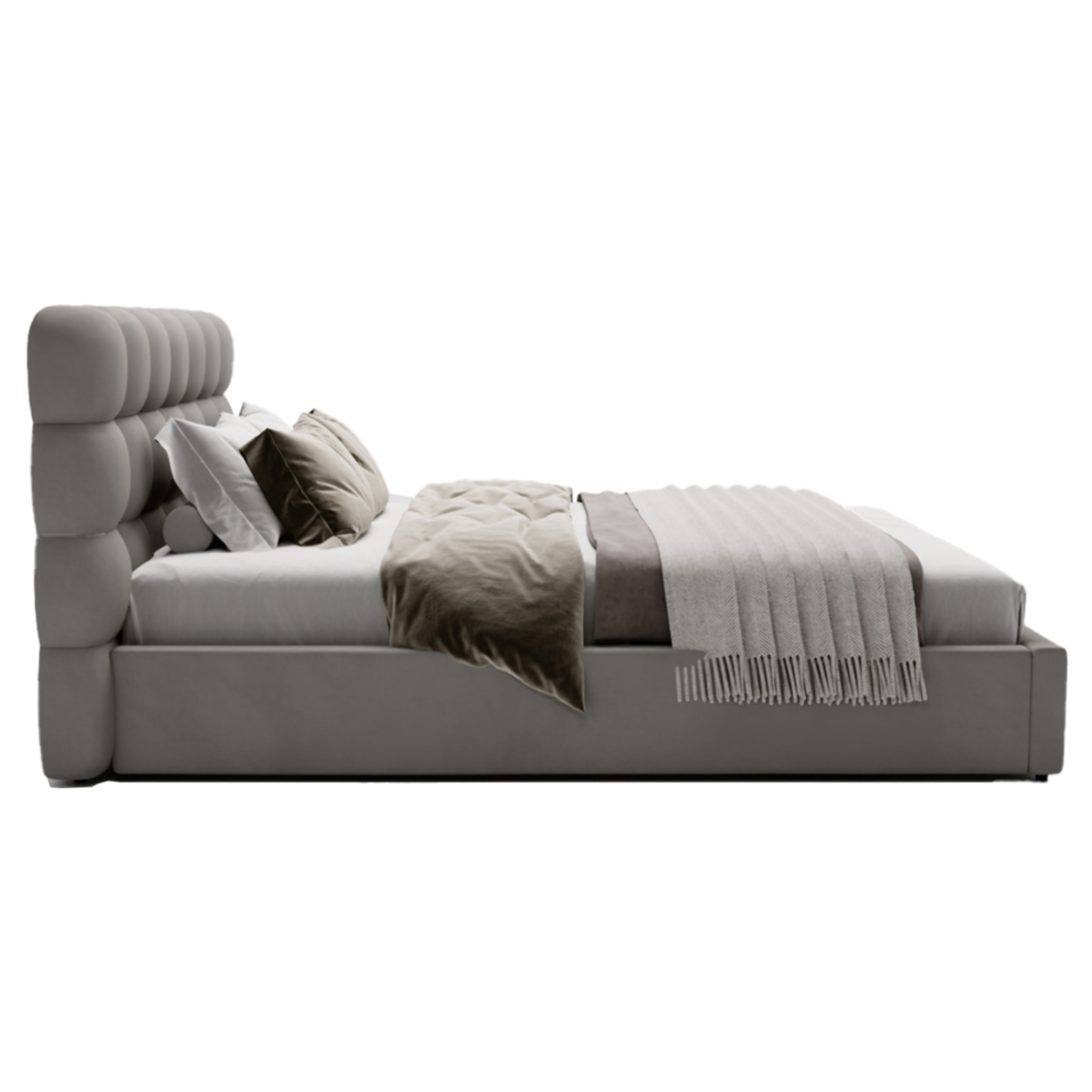 Lotus - lit coffre - 140x200 cm - sommier inclus - en velours - Gris