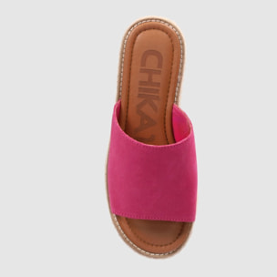 Sandalias de Serraje - Fucsia - Tacón: 6 cm