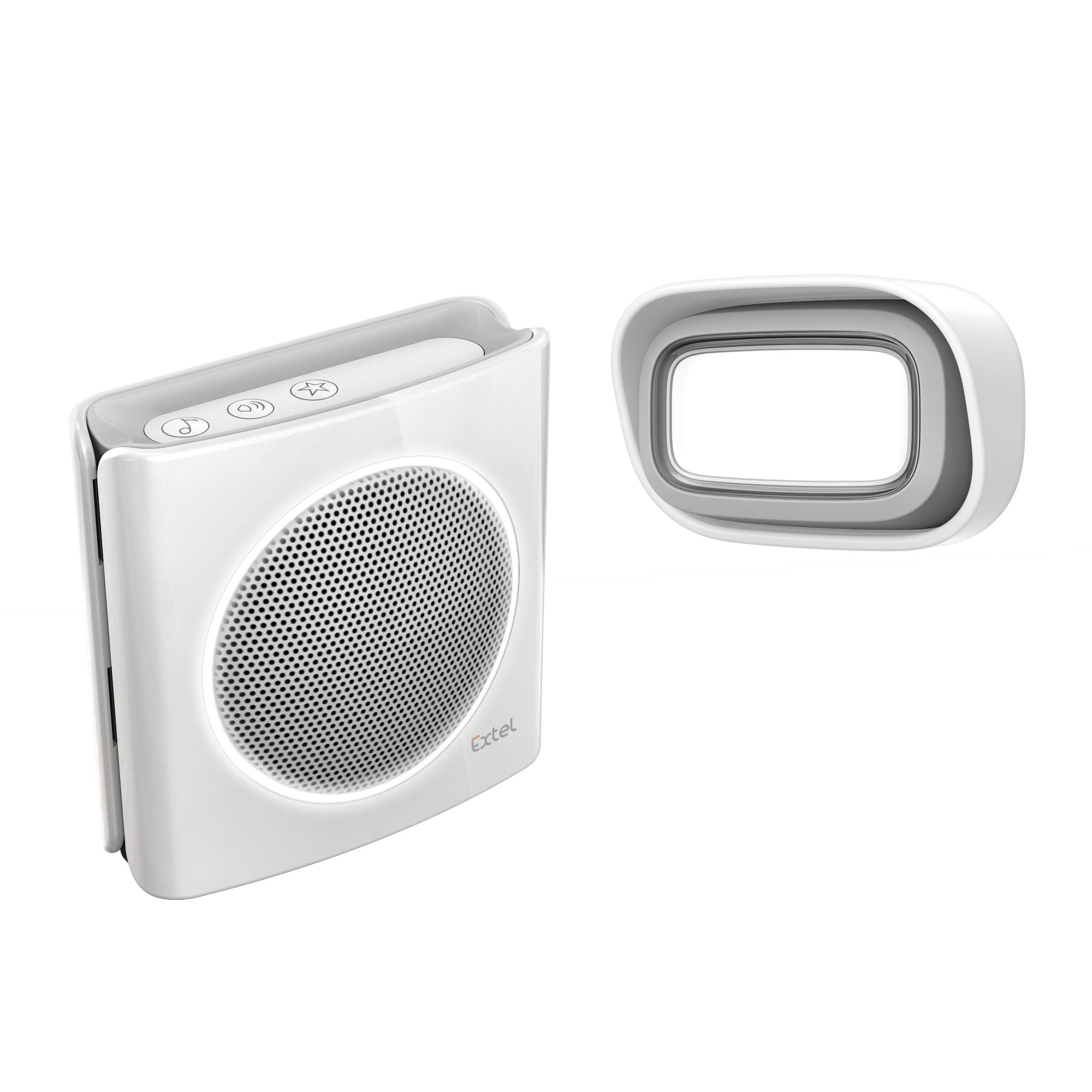 Carillon sans fil à piles personnalisable portée 200m. six sonneries diBi Flash coloris blanc - Extel - 081735