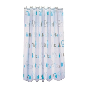Rideau de douche Polyester PARIS 180x200cm QUALITE PREMIUM Bleu MSV
