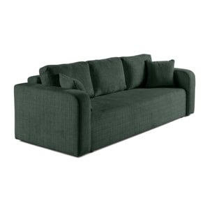 Miro - canapé droit 3 places - convertible avec coffre - en velours texturé - Vert
