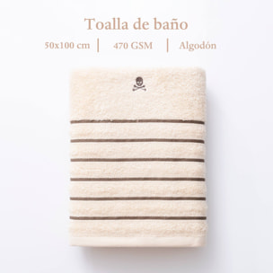 Toalla de manos beige a rayas marrones 50x100cm 100% algodón 470gsm scalpers home