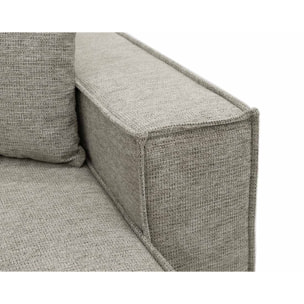 Cezanne - Canapé panoramique en U 7 places convertible avec coffre en tissu texturé - Gris clair