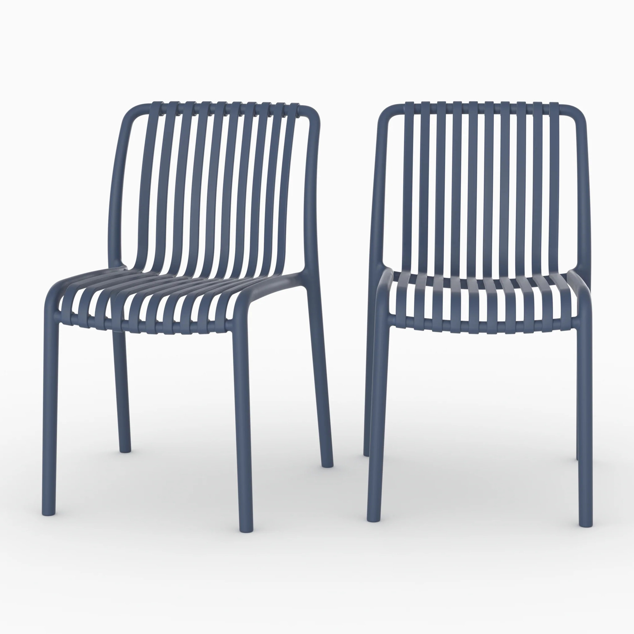 Lot de 2 chaises de jardin empilables en plastique bleu marine - Duli