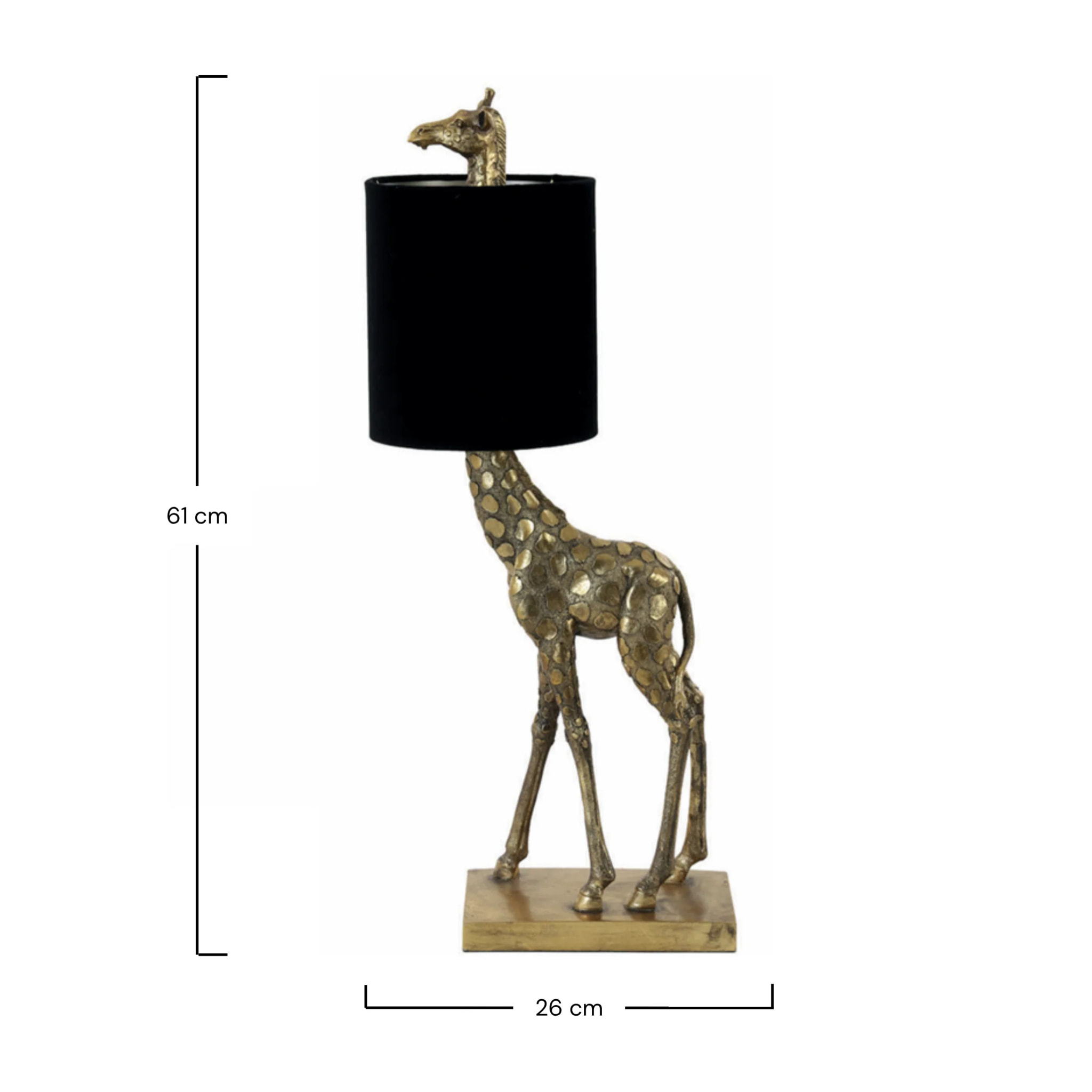 Lampe à poser en plastique bronze et velours noir - Girafe