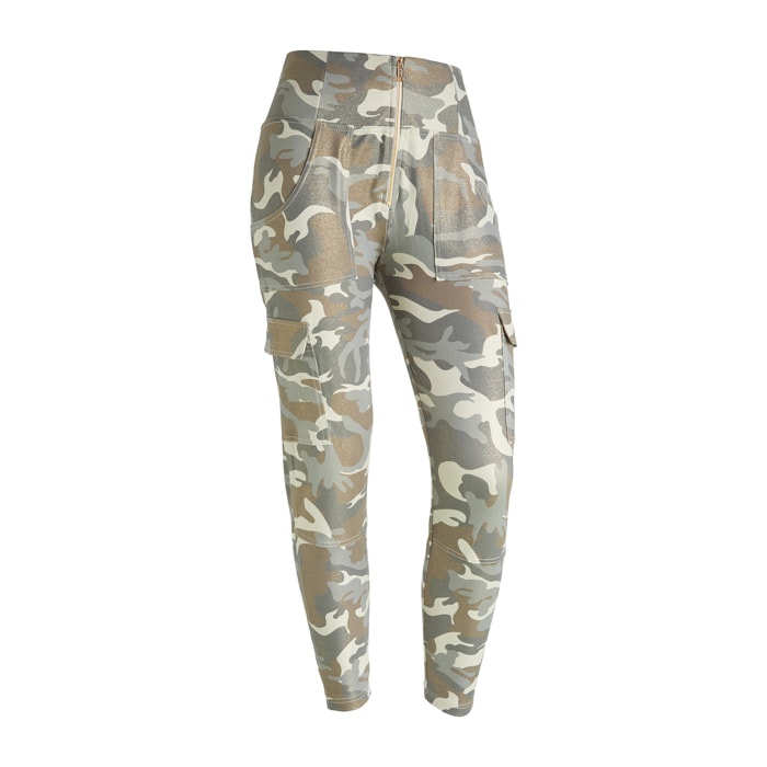 Pantaloni WR.UP® cargo in jersey camouflage effetto lurex