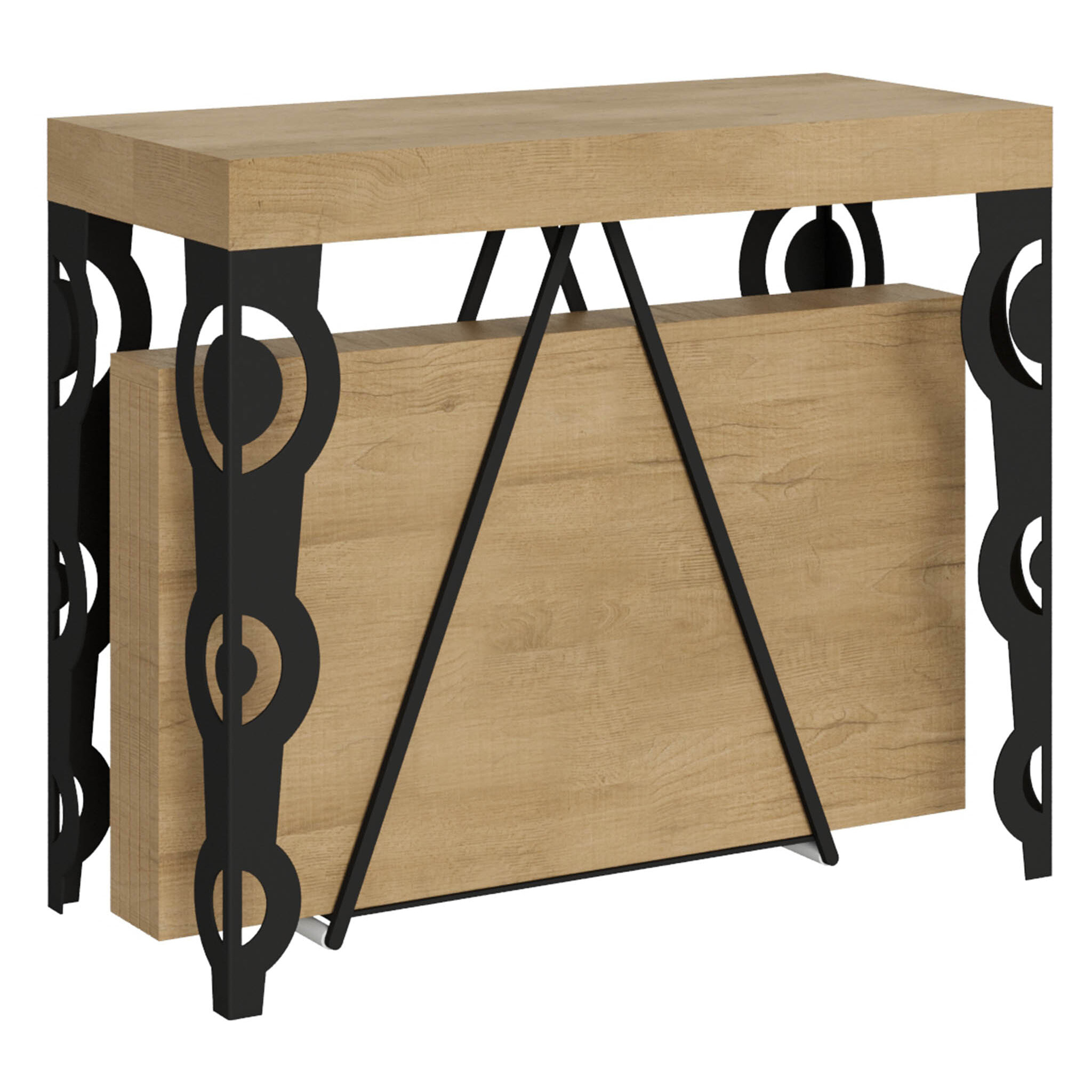 Consolle allungabile 90x40/196 cm Aceres Small quercia natura telaio antracite