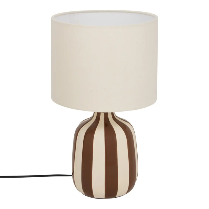 Lampe cylindrique Vilma H.41,5cm marron rayé