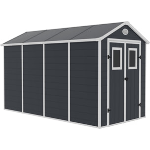 Abri de jardin résine "Texas" - 5.23 m² - kit d'ancrage inclus  - Anthracite