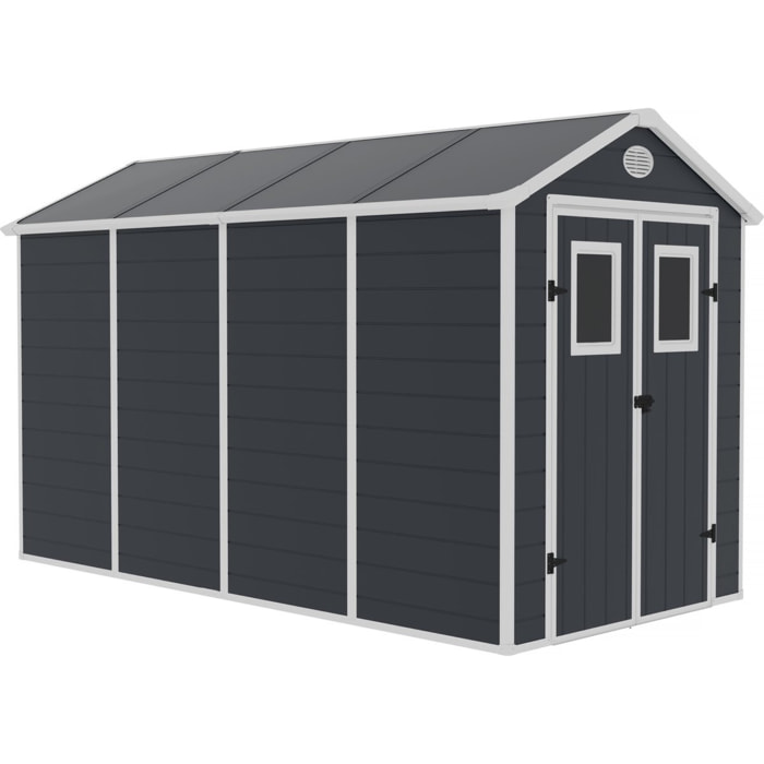 Abri de jardin résine "Texas" - 5.23 m² - kit d'ancrage inclus  - Anthracite