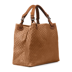 Emanuela Borsa tote Donna.Pelle autentica Camoscio Inciso Intrecciato