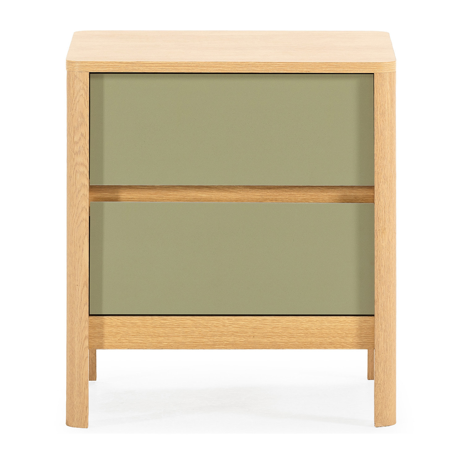Mesita de noche Nassau 2 cajones efecto Roble/Verde