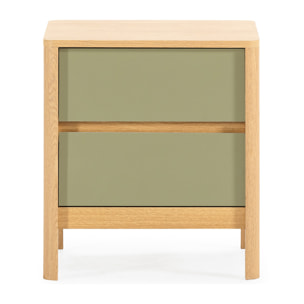 Mesita de noche Nassau 2 cajones efecto Roble/Verde