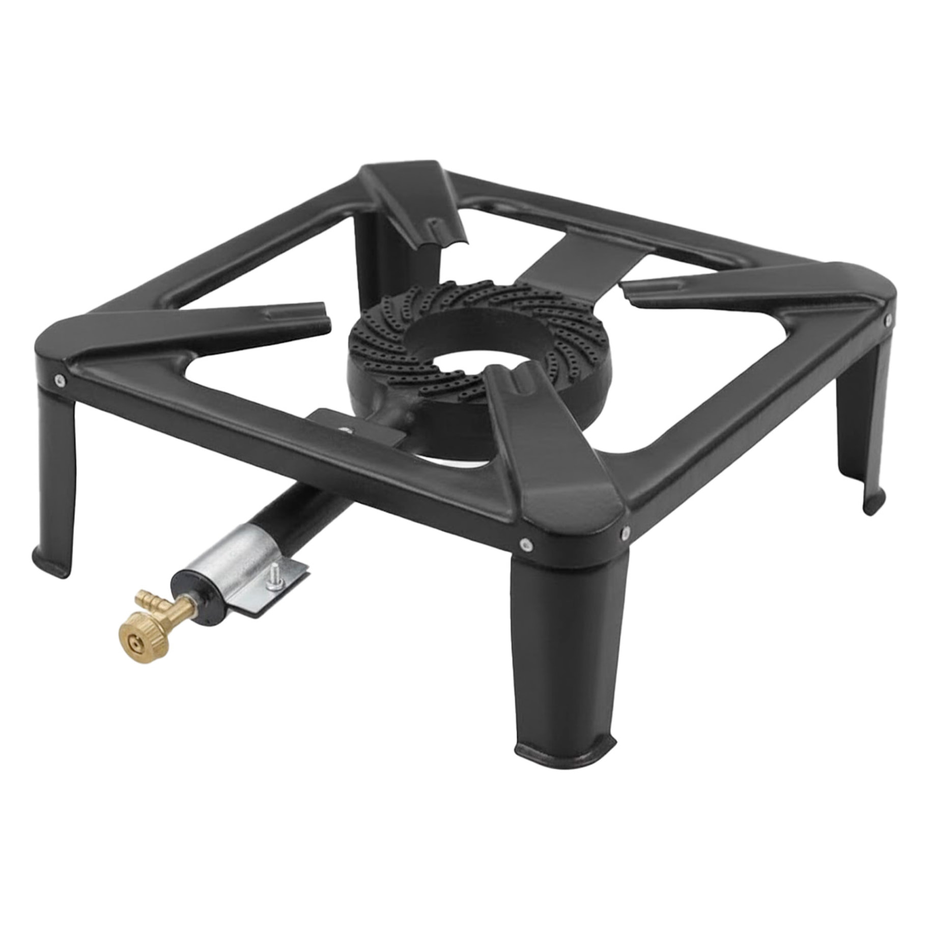 Fornello A Gas GPL 5,5 kW con Bruciatore in Ghisa Struttura a 4 Piedi Stabile Design Compatto Ideale per Campeggio Outdoor Giardino Cucina Esterna 30 x 30 x 11,5 cm Nero