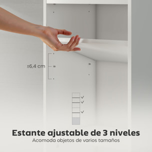 Librería de 6 Niveles, Estantería para Libros con Estantes Ajustables y Puerta, Estantería Moderna, 40x30x156 cm, para Salón, Dormitorio, Estudio, Oficina, Blanco