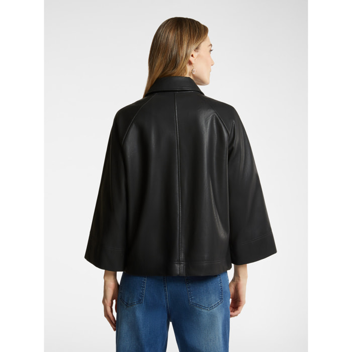 Elena Mirò - Chaqueta evasé de tejido brillante - Negro