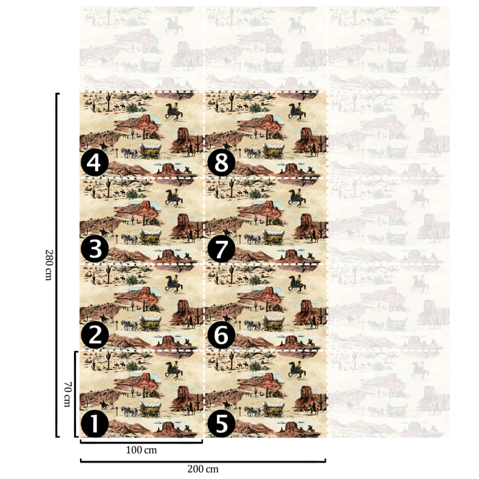Carta da Parati Western nel Deserto Beige