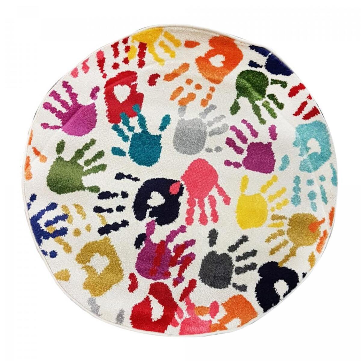 Tapis enfant Lafi motif mains multicolores, facile d'entretien