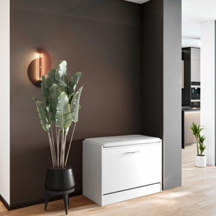 Panca Scarpiera Da Ingresso Salvaspazio Cuscino Anta Ribalta Seduta Imbottita In Ecopelle Soggiorno Casa Camera Ufficio 60 x 30 x 48 Cm Bianco