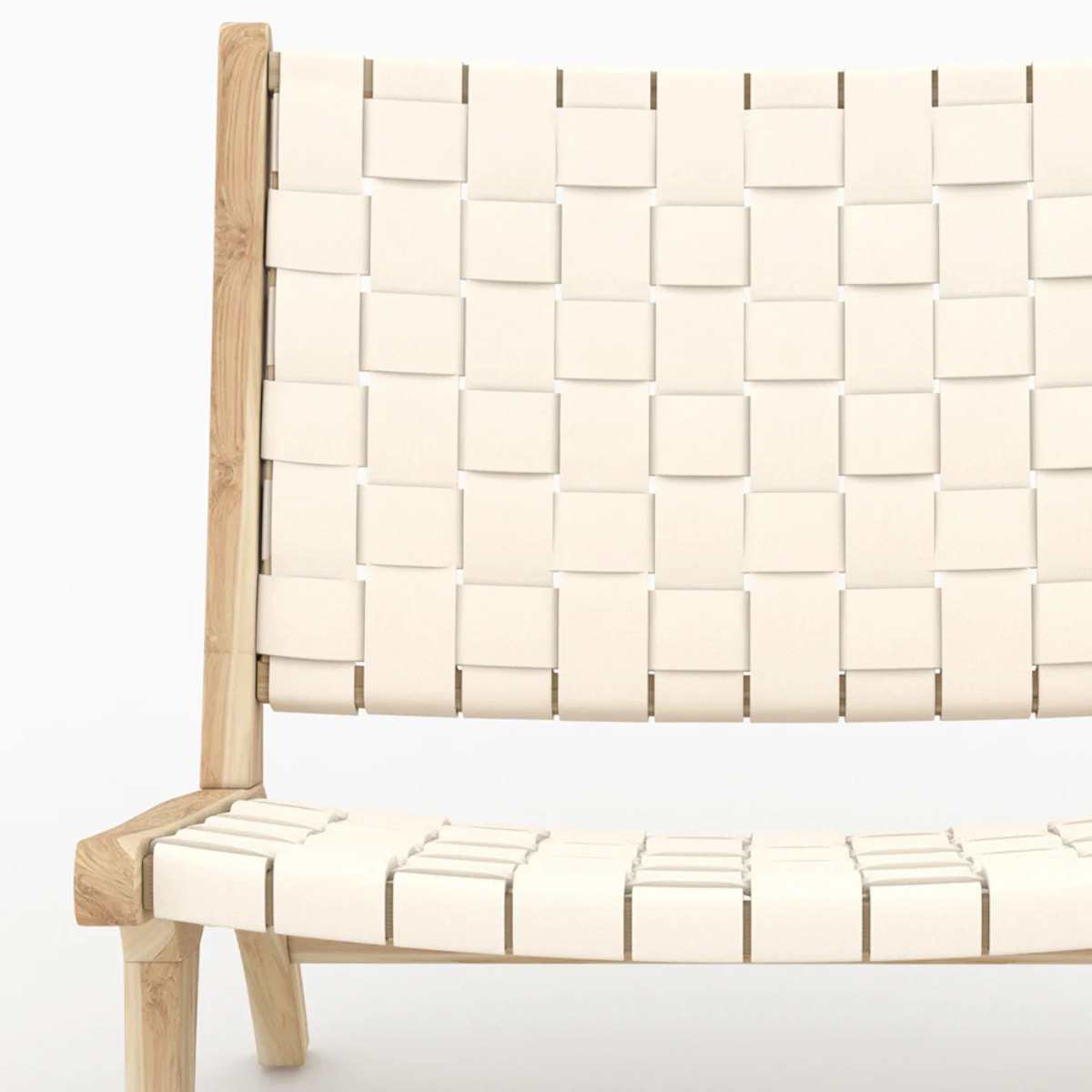 Fauteuil en teck et cuir tressé blanc - Kuna