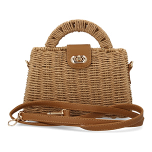 Bolso de hombro para mujer, material de rafia, diseño elegante y moderno ideal para verano