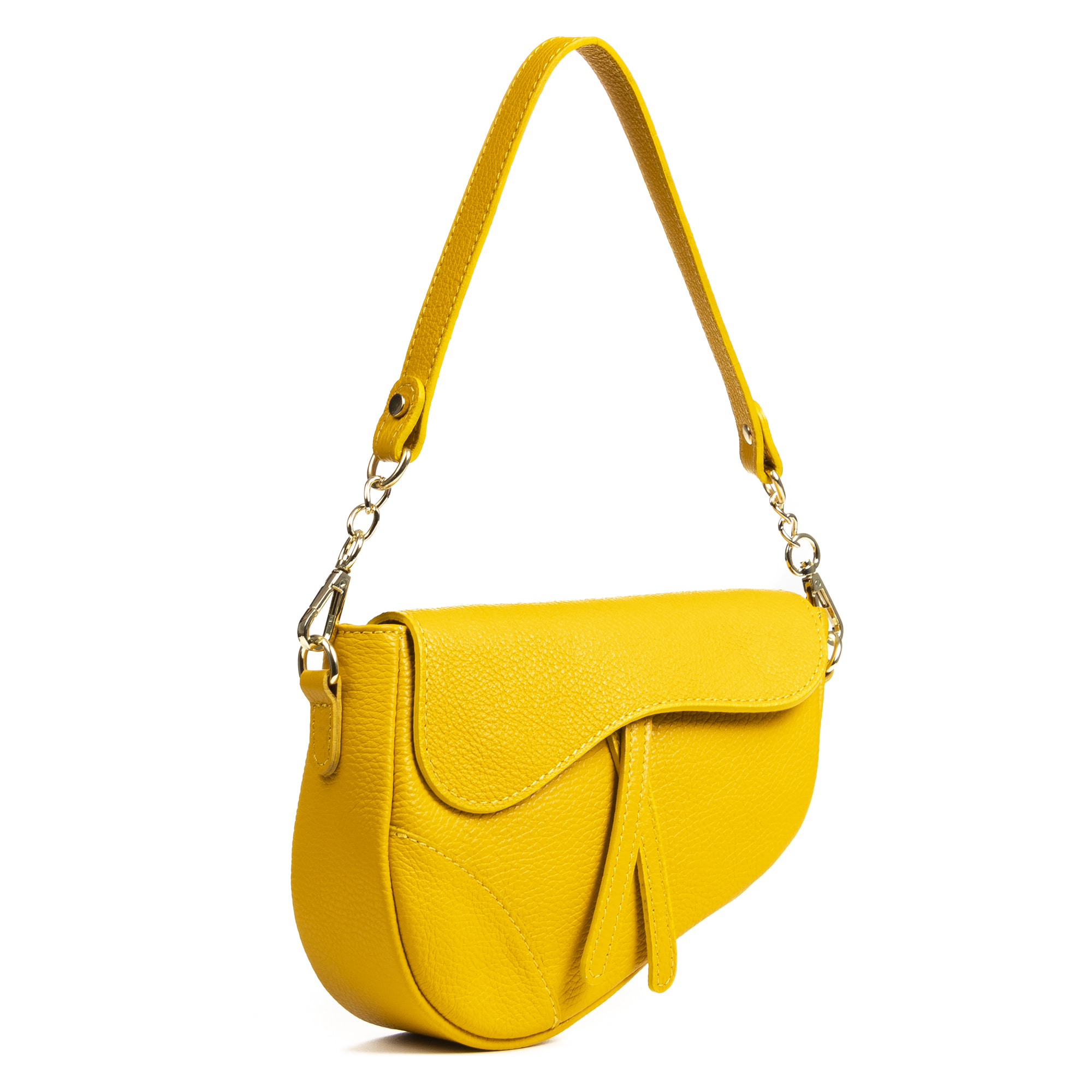 FIRENZE ARTEGIANI Borsa a Spalla da Donna Susanna. Vera Pelle Dollaro Made in Italy 22x7x17 Cm. Colore giallo