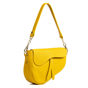 FIRENZE ARTEGIANI Borsa a Spalla da Donna Susanna. Vera Pelle Dollaro Made in Italy 22x7x17 Cm. Colore giallo