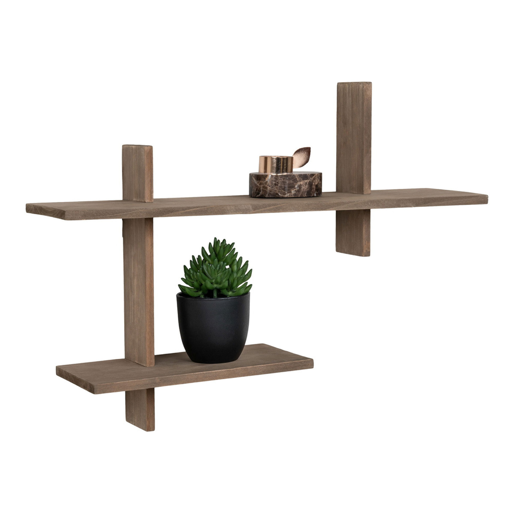 Mensola a parete Ovada in pino naturale 60x15x44 cm