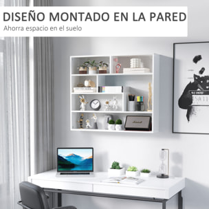 HOMCOM Estantería de Pared de 4 Niveles Balda Flotante con 7 Compartimientos Abiertos para Salón Dormitorio Oficina Estilo Moderno 94x19,5x80 cm Blanco