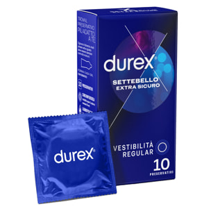 Preservativi Durex Settebello Extra Sicuro con Forma Easy On - Confezione da 10 Profilattici