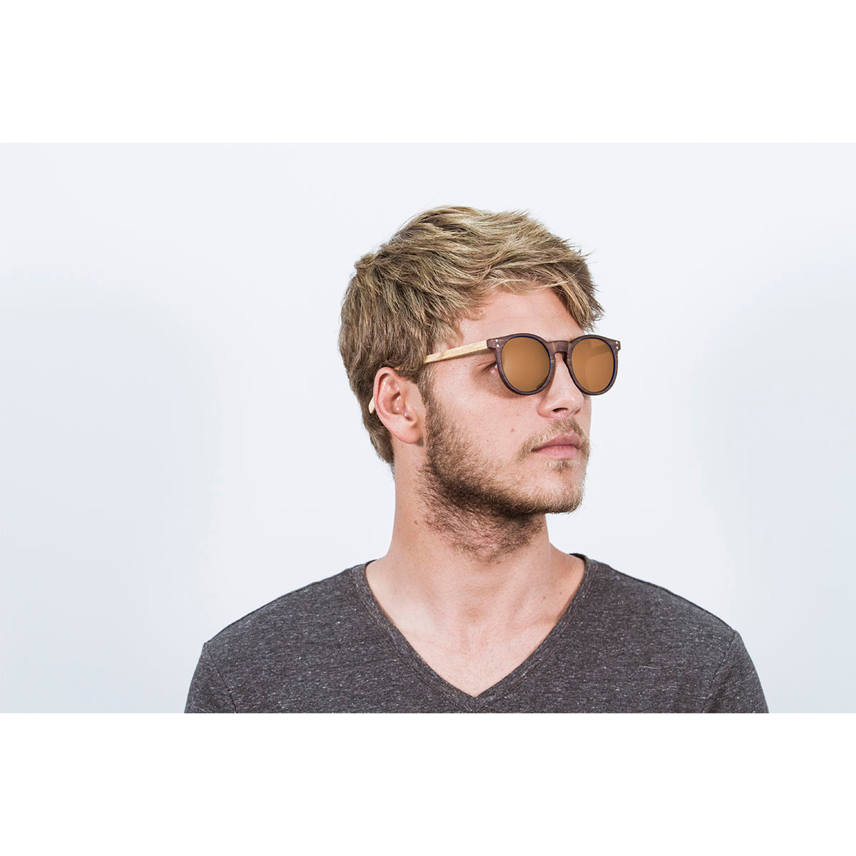 Gafas de sol OCEAN LIZARD WOOD - Marrón mate y patillas de bambú y / Marrón