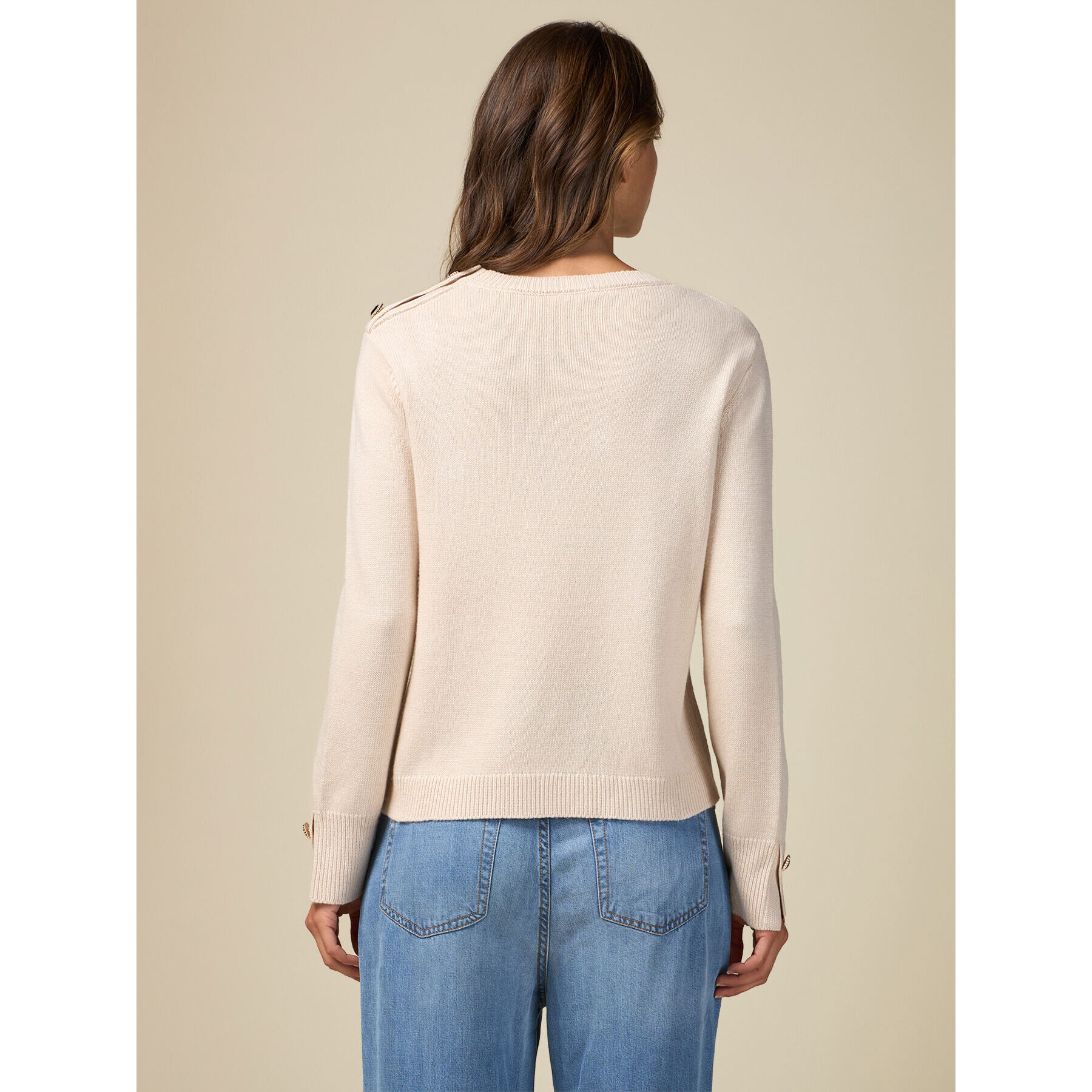 Oltre - Maglia misto cashmere con bottoni gioiello - Beige