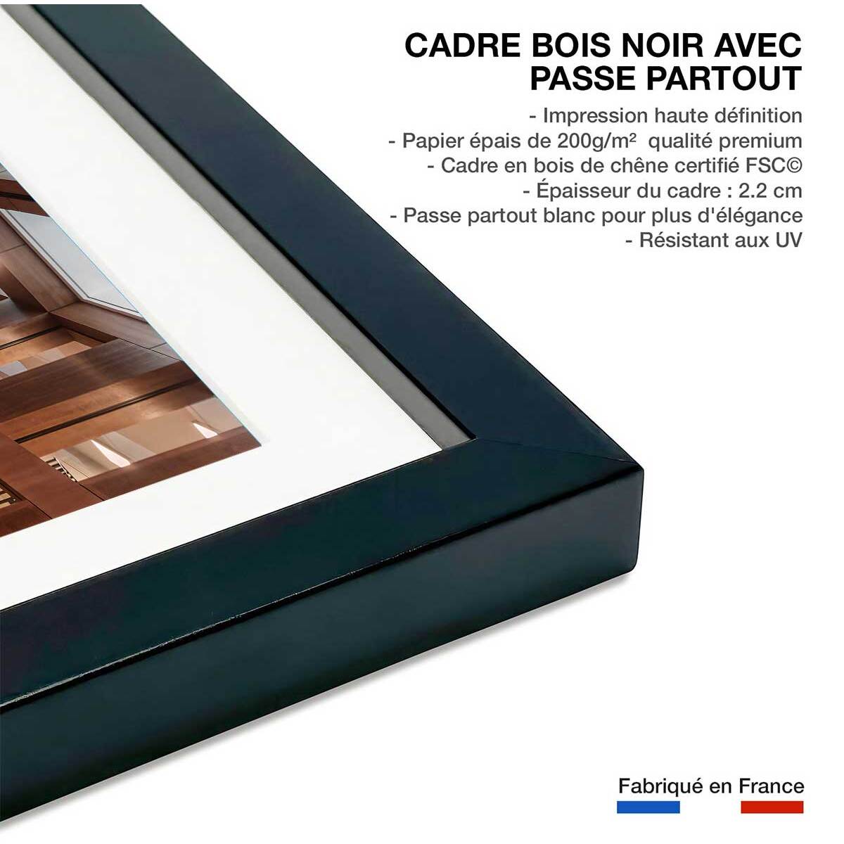 Affiche photo library in berlin - Affiche + cadre en bois - Noir