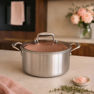 Batterie de cuisine 10 pièces en acier inoxydable rose AGLAE