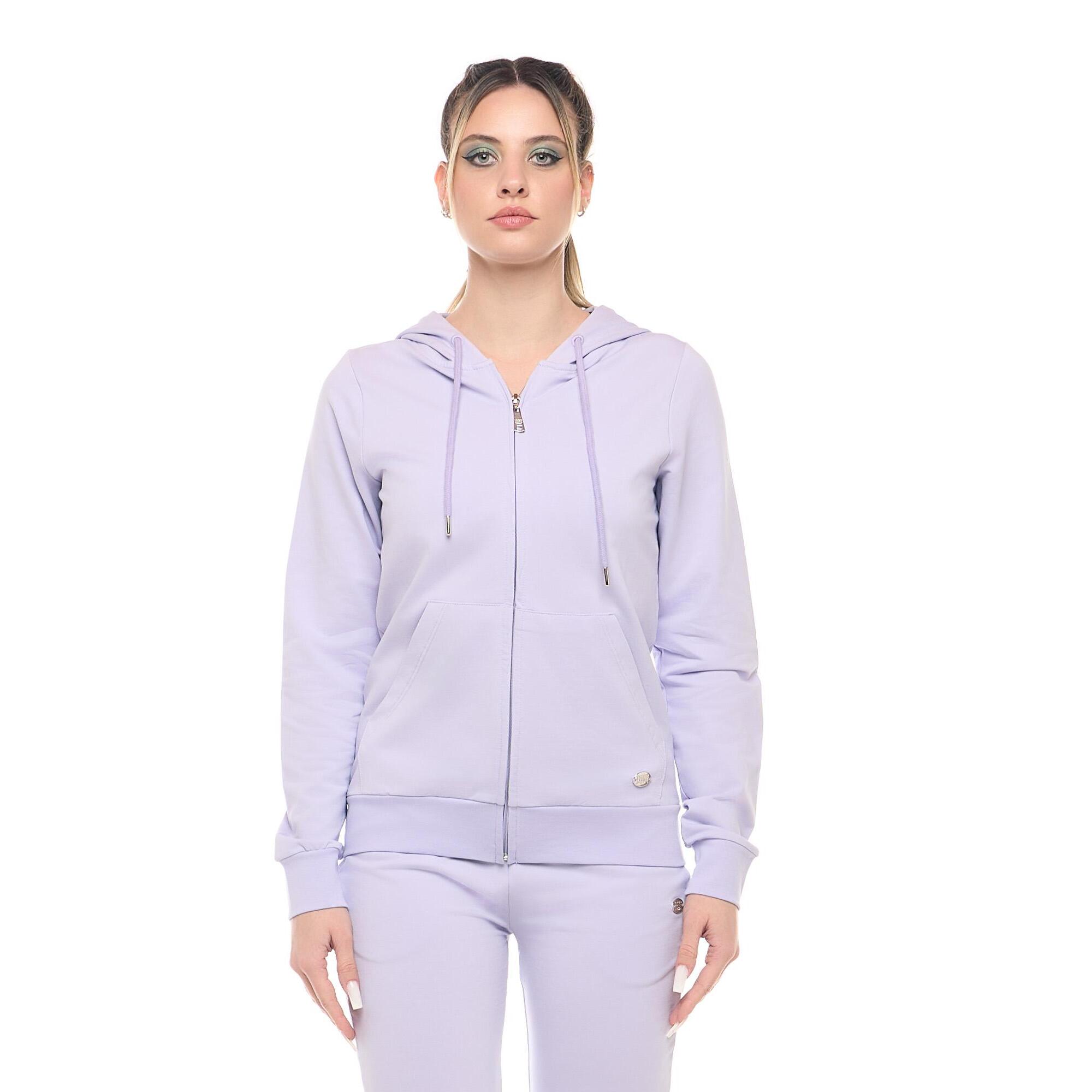 Felpa con cappuccio e zip da donna non felpata Leone Basic