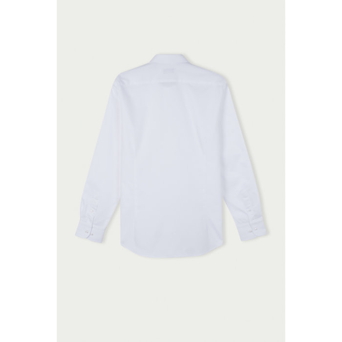 Camicia Uomo 1 Bottone Francese Slim Jacquard Fantasia Bianco